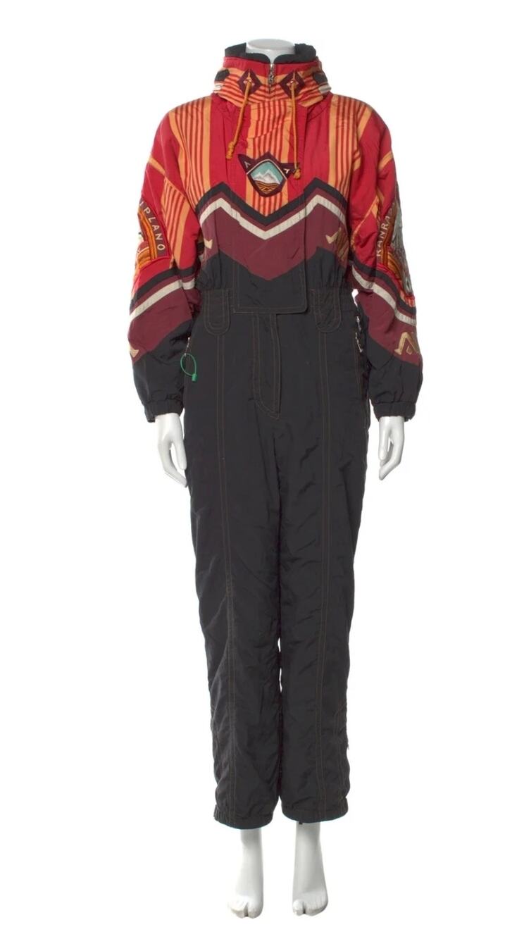 RARE Vtg BOGNER Ranrapalca Altiplano Red Black One-Piece Ski Suit USA Made Sz 40